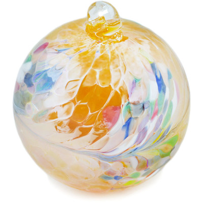 Glass Christmas Ball Ornament 4&quot; Frosty Gold