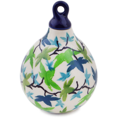 Polish Pottery Christmas Ball Ornament 4&quot; Full Forest UNIKAT