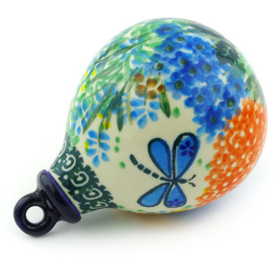 Polish Pottery Christmas Ball Ornament 4&quot; Garden Delight UNIKAT