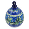 Polish Pottery Christmas Ball Ornament 4&quot; Gentian Wreath UNIKAT