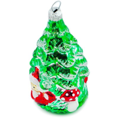 Glass Christmas Ball Ornament 4&quot; Green Forest