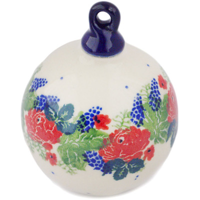 Polish Pottery Christmas Ball Ornament 4&quot;