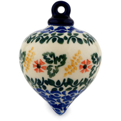 Polish Pottery Christmas Ball Ornament 4&quot;