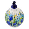 Polish Pottery Christmas Ball Ornament 4&quot; Iris Field UNIKAT