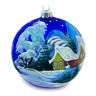 Polish Pottery Christmas Ball Ornament 4&quot; Midnight Snowfall
