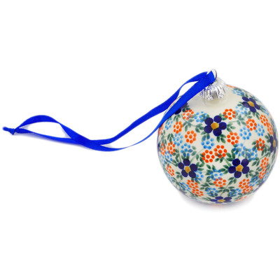 Polish Pottery Christmas Ball Ornament 4&quot; Nature&#039;s Best
