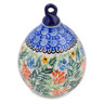 Polish Pottery Christmas Ball Ornament 4&quot; Peach Fan Fare UNIKAT