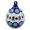 Polish Pottery Christmas Ball Ornament 4&quot; Peacock Evergreen