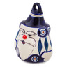 Polish Pottery Christmas Ball Ornament 4&quot; Peacock Leaves
