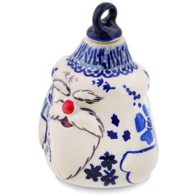 Polish Pottery Christmas Ball Ornament 4&quot; Periwinkle Sweetness UNIKAT