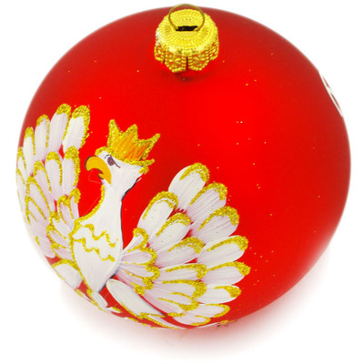 Glass Christmas Ball Ornament 4&quot; Polish Eagle