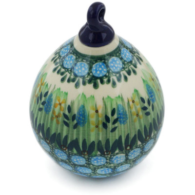 Polish Pottery Christmas Ball Ornament 4&quot; Prairie Land UNIKAT
