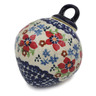 Polish Pottery Christmas Ball Ornament 4&quot; Red Flower Meadow