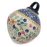 Polish Pottery Christmas Ball Ornament 4&quot; Ruby Bouquet UNIKAT