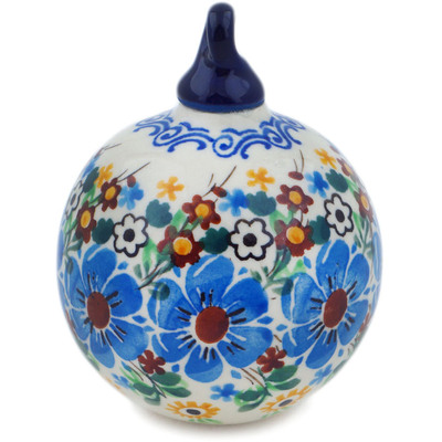 Polish Pottery Christmas Ball Ornament 4&quot; Sea Of Posies UNIKAT