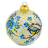 Polish Pottery Christmas Ball Ornament 4&quot; Sitting On A Branch UNIKAT