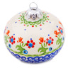 Polish Pottery Christmas Ball Ornament 4&quot; Spring Flowers