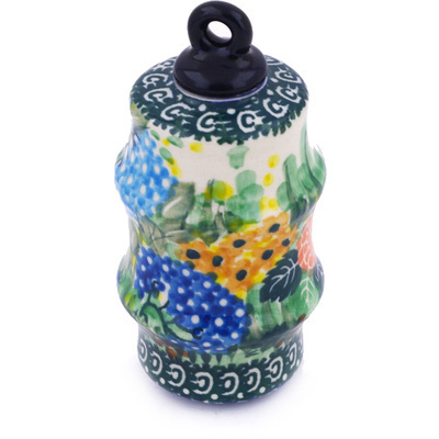 Polish Pottery Christmas Ball Ornament 4&quot; Spring Garden UNIKAT