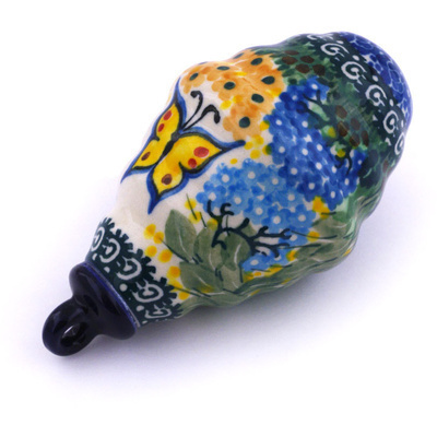 Polish Pottery Christmas Ball Ornament 4&quot; Spring Garden UNIKAT