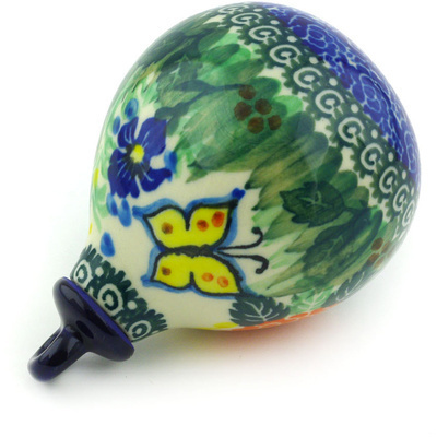 Polish Pottery Christmas Ball Ornament 4&quot; Spring Garden UNIKAT