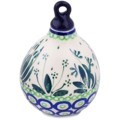 Polish Pottery Christmas Ball Ornament 4&quot; Weeping Tulips UNIKAT