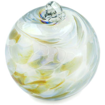 Glass Christmas Ball Ornament 4&quot; White Gold