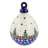 Polish Pottery Christmas Ball Ornament 4&quot; Winter Evergreen