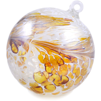 Glass Christmas Ball Ornament 5&quot; Frosty Gold