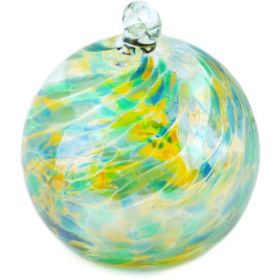 Glass Christmas Ball Ornament 5&quot; Frosty Green