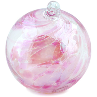 Glass Christmas Ball Ornament 5&quot; Frosty Rose