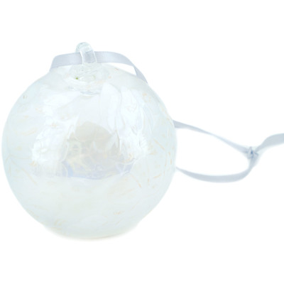 Glass Christmas Ball Ornament 5&quot; Frosty White