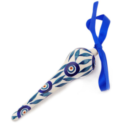 Polish Pottery Christmas Ball Ornament 5&quot; Peacock Train UNIKAT
