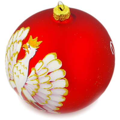 Glass Christmas Ball Ornament 5&quot; Polish Eagle