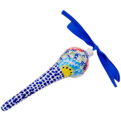 Polish Pottery Christmas Ball Ornament 5&quot; Spotted Garden UNIKAT