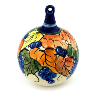 Polish Pottery Christmas Ball Ornament 5&quot; UNIKAT