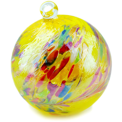 Glass Christmas Ball Ornament 5&quot; Yellow