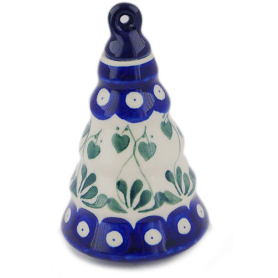 Polish Pottery Christmas Ball Ornament 6&quot; Bleeding Heart Peacock