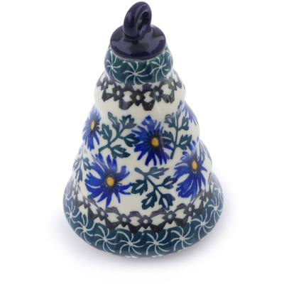 Polish Pottery Christmas Ball Ornament 6&quot; Blue Chicory