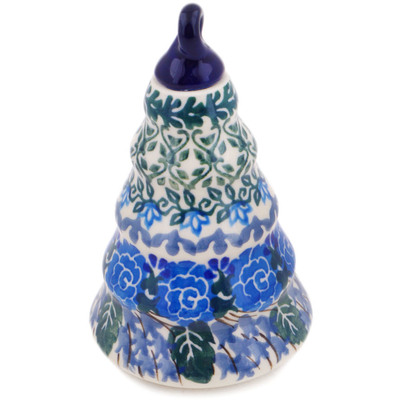 Polish Pottery Christmas Ball Ornament 6&quot; Blue Rose Trellis UNIKAT