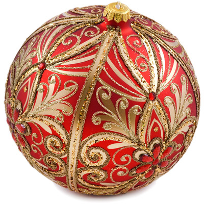 Glass Christmas Ball Ornament 8&quot; Red
