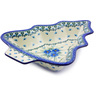 Polish Pottery Christmas Tree Bowl 13&quot; Forget Me Not UNIKAT