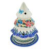 Polish Pottery Christmas Tree Candle Holder 0&quot; Ring Of Flowers UNIKAT