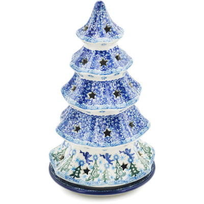 Polish Pottery Christmas Tree Candle Holder 10&quot; Angel Music