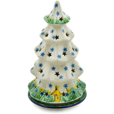 Polish Pottery Christmas Tree Candle Holder 10&quot; Beehive Full Of Bees UNIKAT