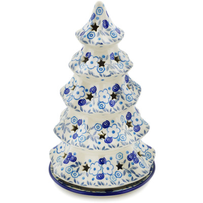 Polish Pottery Christmas Tree Candle Holder 10&quot; Bright Day