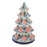 Polish Pottery Christmas Tree Candle Holder 10&quot; Dancing Pansies UNIKAT