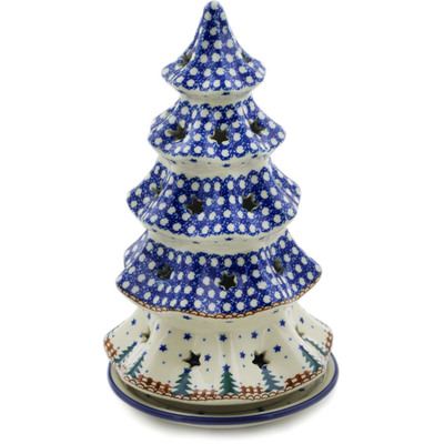Polish Pottery Christmas Tree Candle Holder 10&quot; Pocono Pines