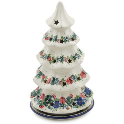 Polish Pottery Christmas Tree Candle Holder 10&quot; Polish Wreath