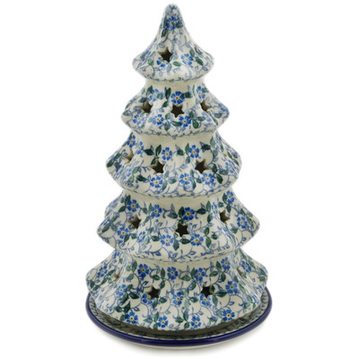 Polish Pottery Christmas Tree Candle Holder 10&quot; Summer Wind