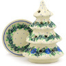 Polish Pottery Christmas Tree Candle Holder 6" Basket Of Blues
